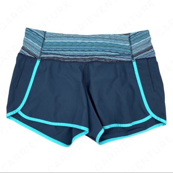 Lululemon Run Times Shorts Navy Space Dye Retro Style Athletic Running Size 4 - Picture 1 of 10